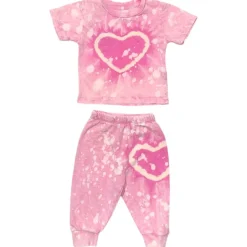 TIE DYE HEART TSHIRT AND SWEATPANTS SET