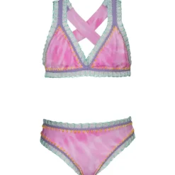 TIE DYE RAINBOW STITCHING TWO PIECE BIKINI