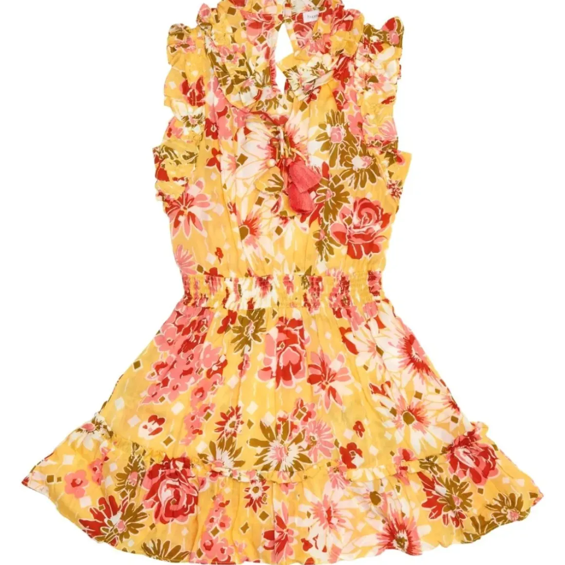 TRINY FLORAL RUFFLE TASSEL DRESS