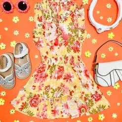TRINY FLORAL RUFFLE TASSEL DRESS