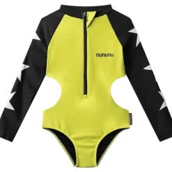 TRIPLE STAR CUTOUT RASH GUARD ONE PIECE SWIMSUIT
