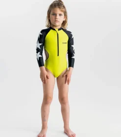 TRIPLE STAR CUTOUT RASH GUARD ONE PIECE SWIMSUIT
