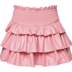 VEGAN LEATHER RUFFLE TIERED SKIRT