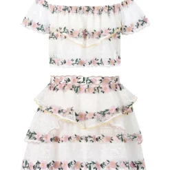 VICTORIA EMBROIDERED TOP AND SKIRT SET