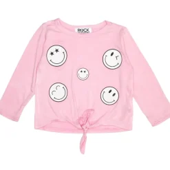 WINK SMILEY FACE LONG SLEEVE TSHIRT WITH TIES