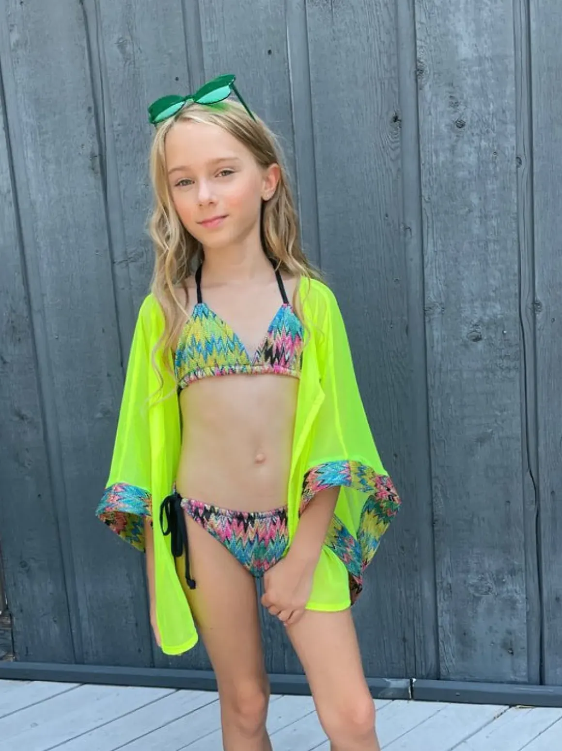 ZIG ZAG CROCHET NEON MESH COVER UP TOP