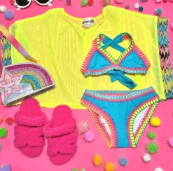 ZIG ZAG CROCHET NEON MESH COVER UP TOP